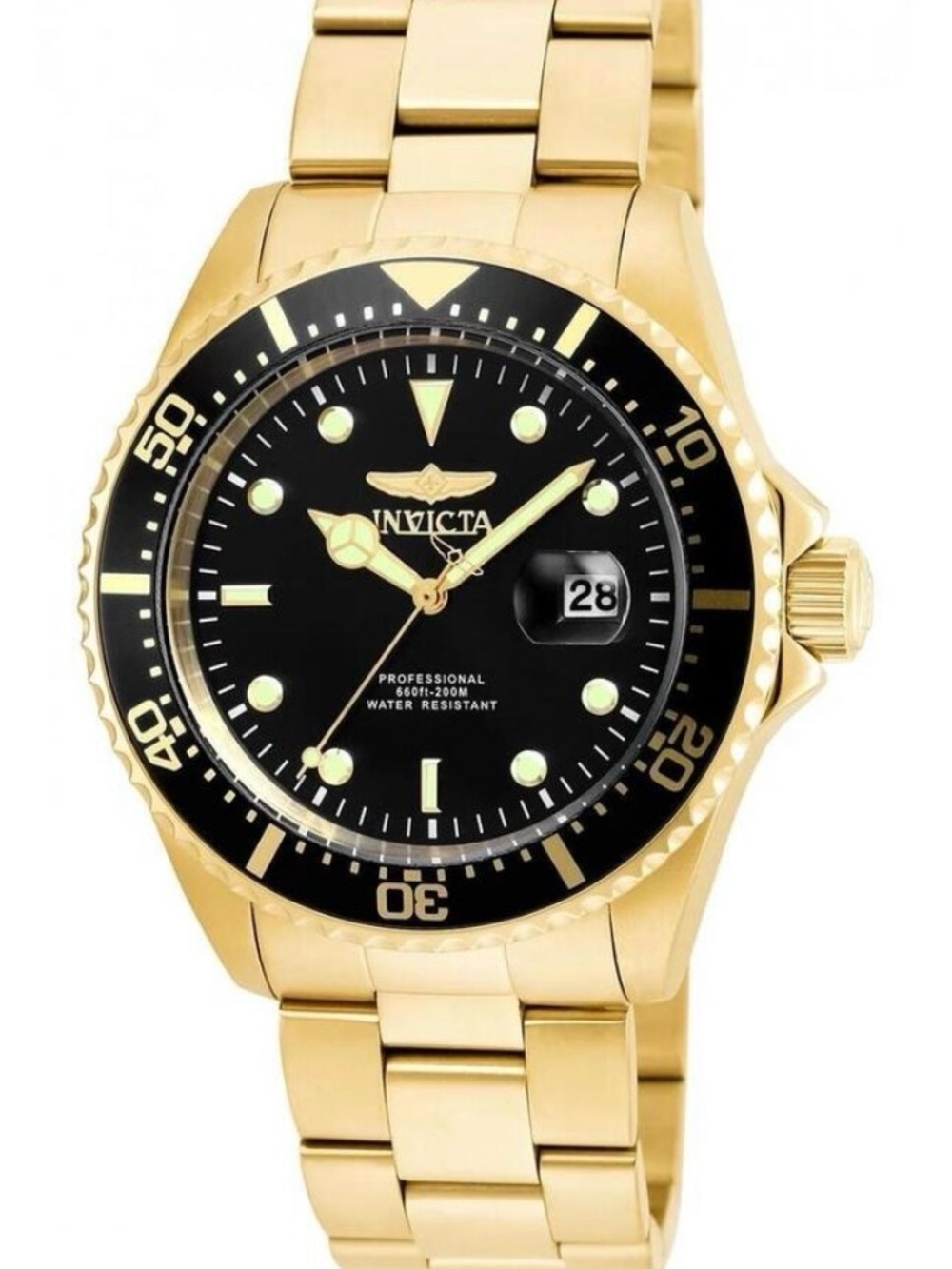 Invicta Gold and Black Dive Style Bracelet Watch